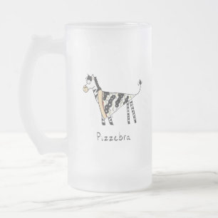 Pizza Zebra Cute Kids Cartoon Frosted Glass Beer Mug