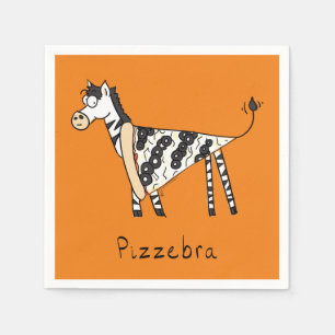 Pizza Zebra Cute Kids Cartoon Napkins