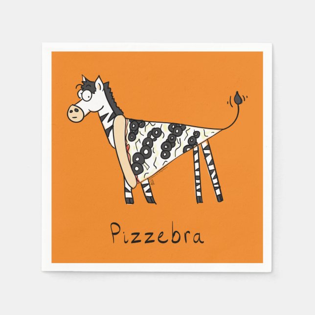 Pizza Zebra Cute Kids Cartoon Napkins (Front)