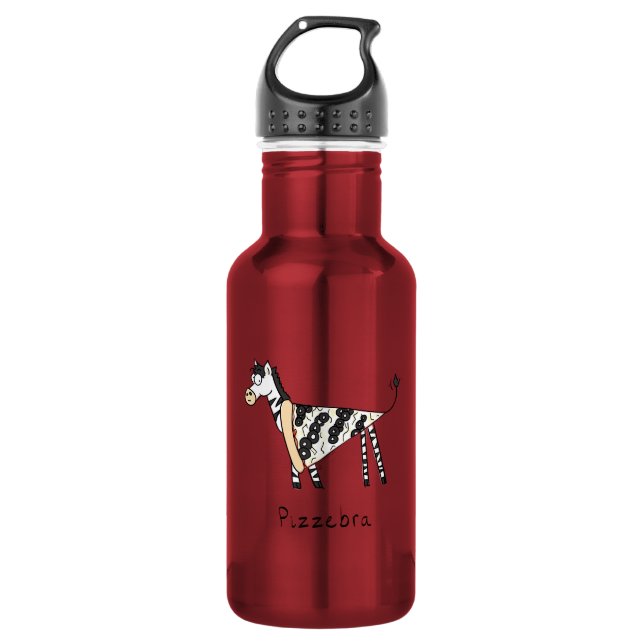 Pizza Zebra Cute Kids Cartoon Stainless Steel Water Bottle (Front)