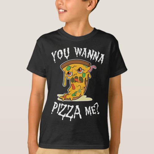Pizza Zombie You wanna pizza me Pun Halloween food T_Shirt