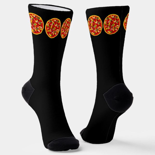 Pizzaiolo Cartoon Pizza Print Socks (Angled)