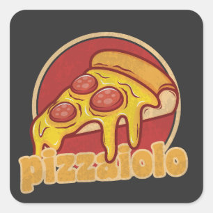 pizzaiolo funny pizza maker gift pie illustration square sticker