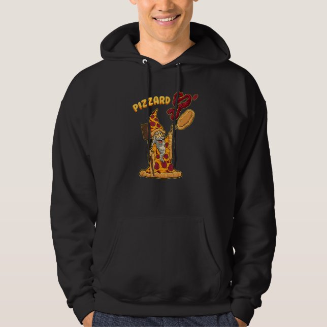 Pizzard Pizza Wizard Fast Food Pun Foodie Humor Hoodie (Front)