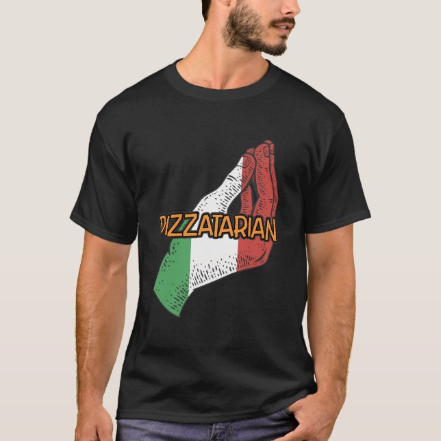 Pizzatarian Funny Italian Humor Italy Vegan Pizza T-Shirt (Front)