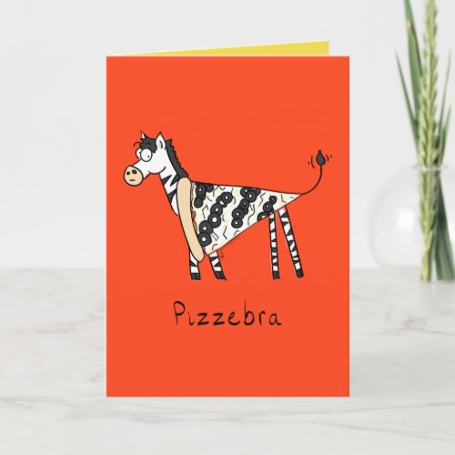 Pizzebra Pizza Zebra Cute Food Greeting Card