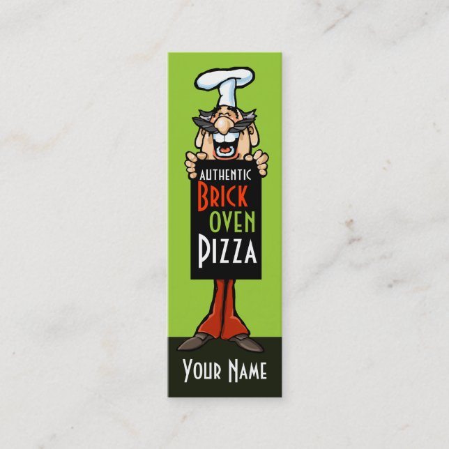 Pizzeria Chef Italian Restaurant Mini Business Card (Front)