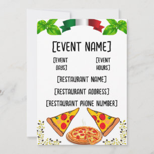 Pizzeria events and inauguration invitation