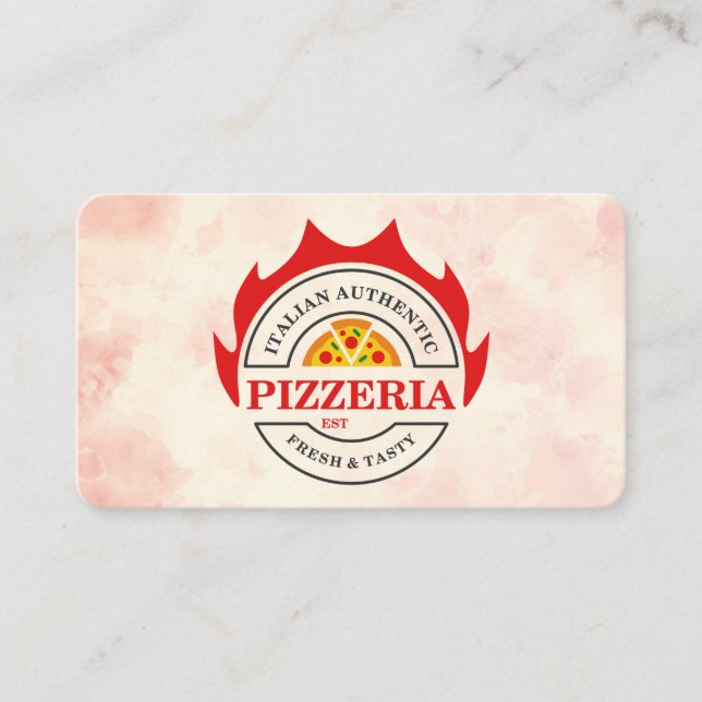 Pizzeria Logo Graphics | Restaurant Business Card (Front)