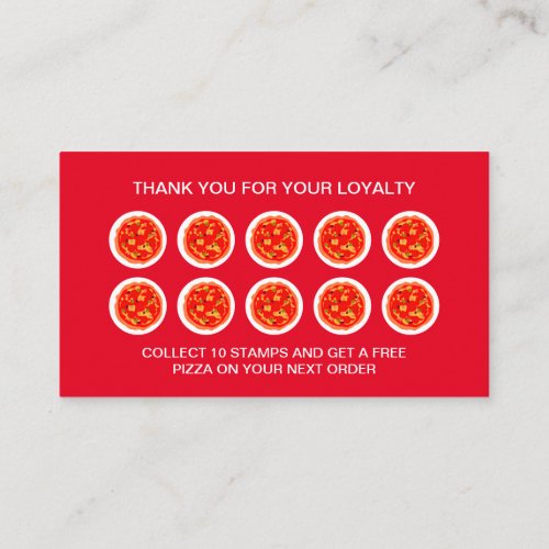 Pizzeria loyalty or punch card template for pizza