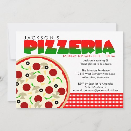 Pizzeria Pizza Party Invitation