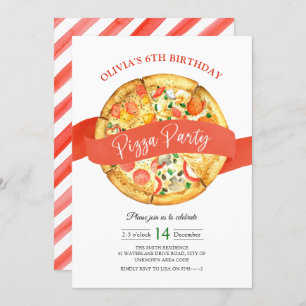 Pizzeria Pizza Party Kids Birthday Invitation