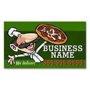 Pizzeria Pizza Restaurant Customizable Promo Magnetic Business Card