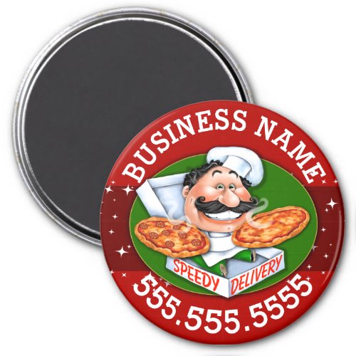 Pizzeria Restaurant Pizza Delivery Customizable Magnet