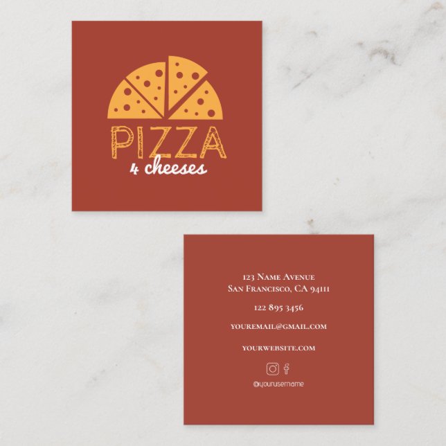 Pizzeria Simple Red Yellow Design Business Card (Front/Back)