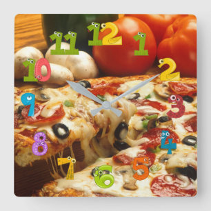 Pizzeria Square Wall Clock