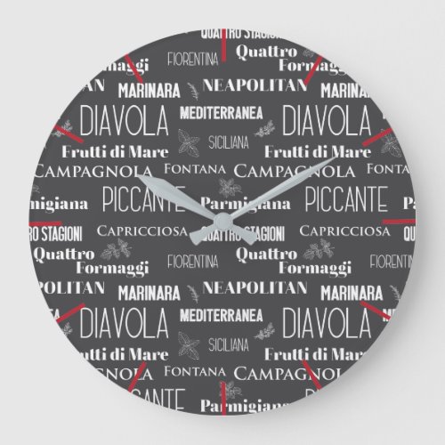 Pizzeria Trattoria Italian Pizza Names Restaurant Large Clock