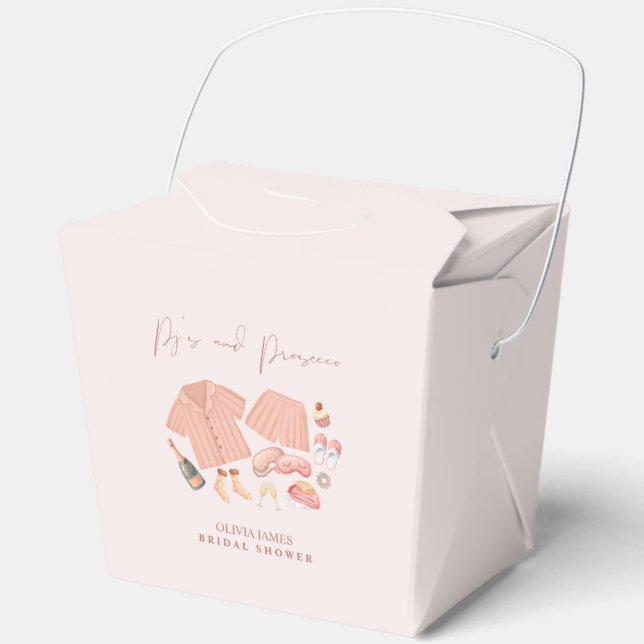Pj and prosecco bridal shower favor boxes (Front)