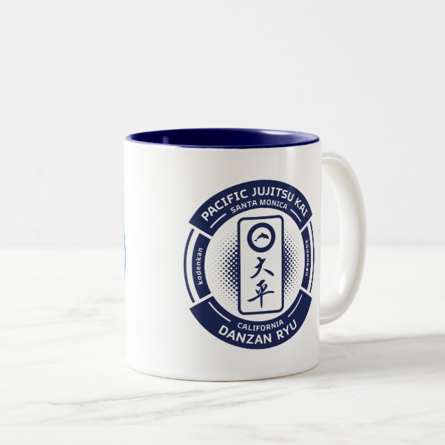 PJK 11oz Mug / dolphin & logo / blue inside (Front Right)