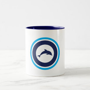 PJK 11oz Mug / dolphin logo / blue inside
