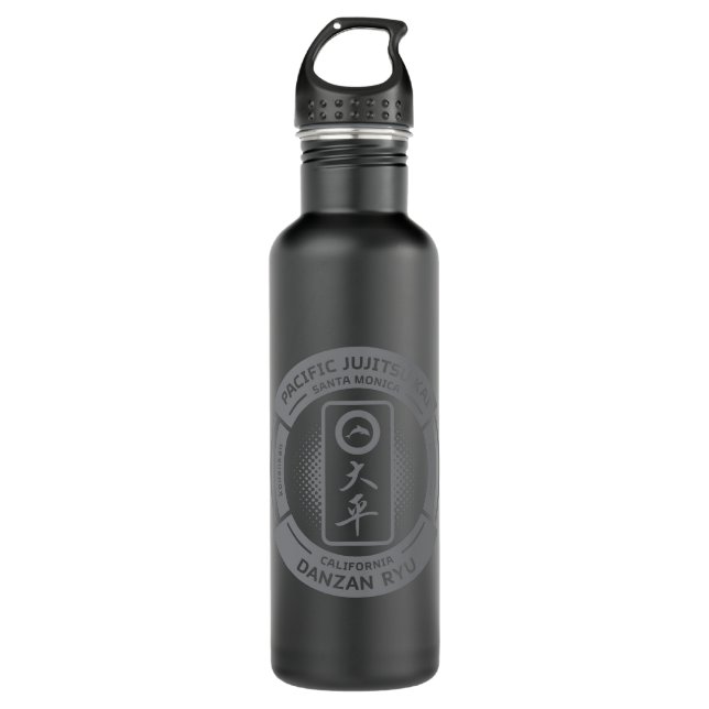 PJK Black Water Bottle / grey logo  (Front)