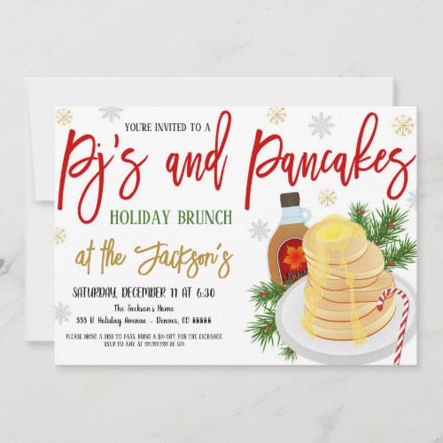 Pjs and Pancakes Holiday Invitation