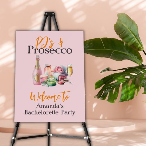 Pjs and Prosecco Pink Spa Bachelorette Party  Foam Board