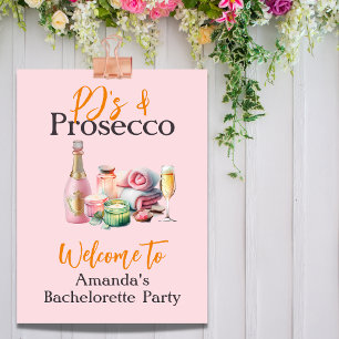 Pjs and Prosecco Pink Spa Bachelorette Party Poster