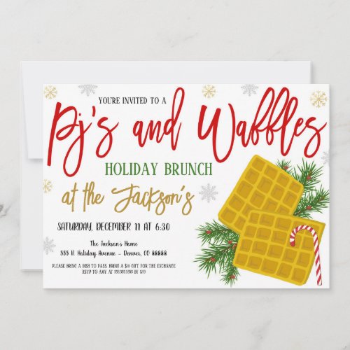 Pjs and Waffles Holiday Invitation