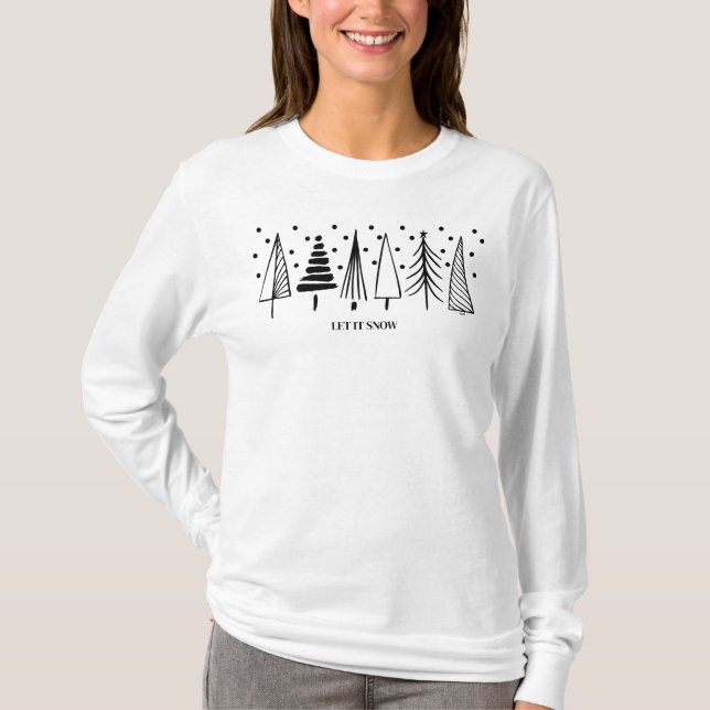 PJs Long Sleeved T-Shirt - Let it Snow Pine Tree's (Front)