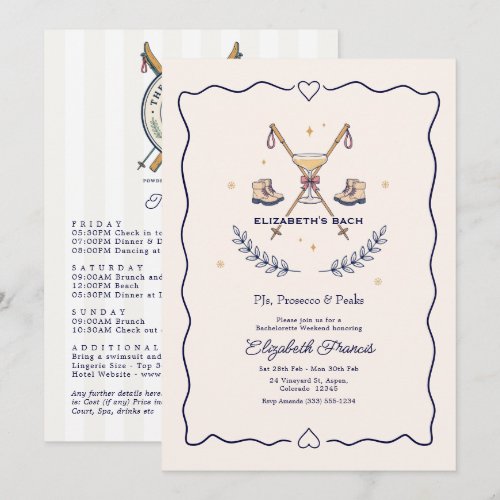 PJs Prosecco & Peaks Ski Bachelorette Weekend Invitation