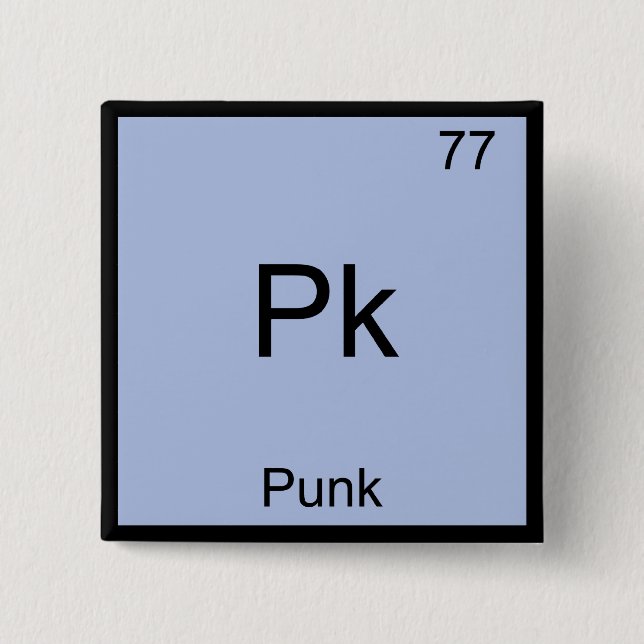 Pk - Punk Funny Chemistry Element Symbol T-Shirt Button (Front)
