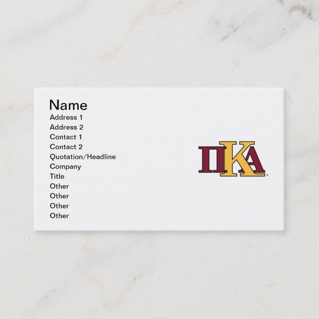 PKA Letters Business Card (Front)