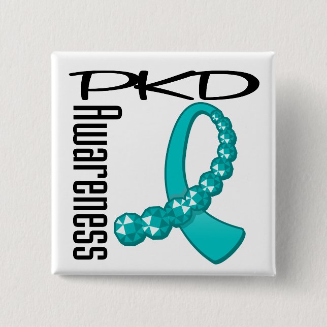 PKD Awareness Gemstone Ribbon Button (Front)