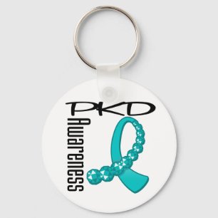 PKD Awareness Gemstone Ribbon Keychain