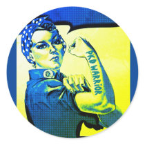 PKD WARRIOR WOMAN - Awareness Retro Tattoo Fun Classic Round Sticker