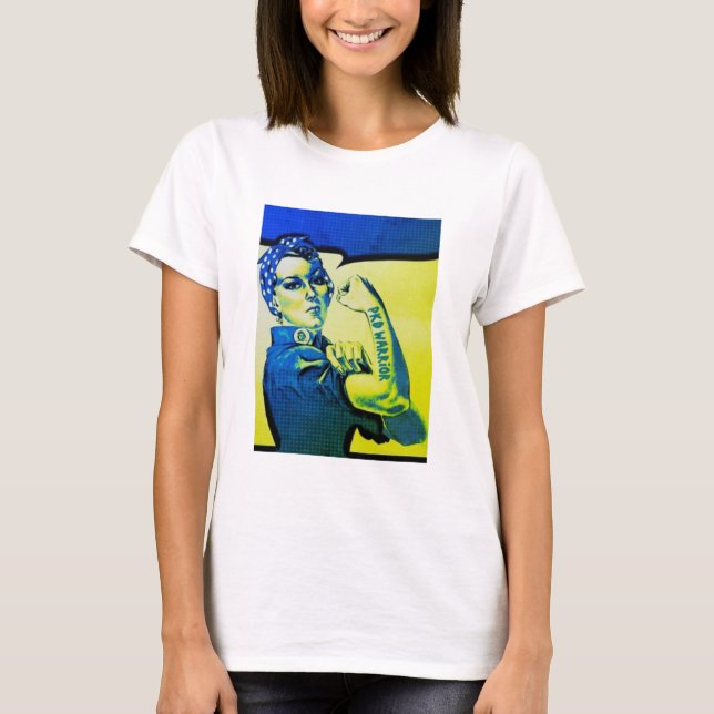 PKD WARRIOR WOMAN - Awareness Retro Tattoo Fun T-Shirt (Front)