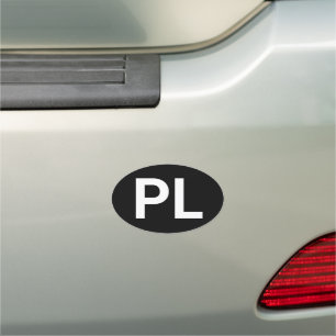 PL Car Magnet & black / Polish travel sticker