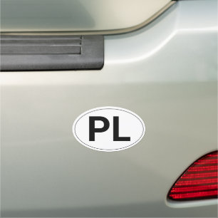 PL Car Magnet & white /Polish travel sticker