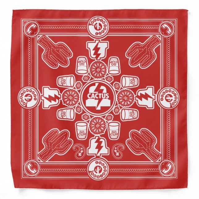 PLA Bandana designed by Don Fickles (white print) (Front)