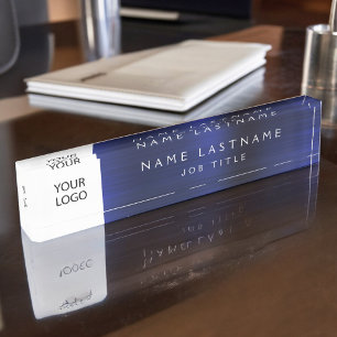 Placa De Nombre Logotipo personalizado Executive Navy Blue Profess