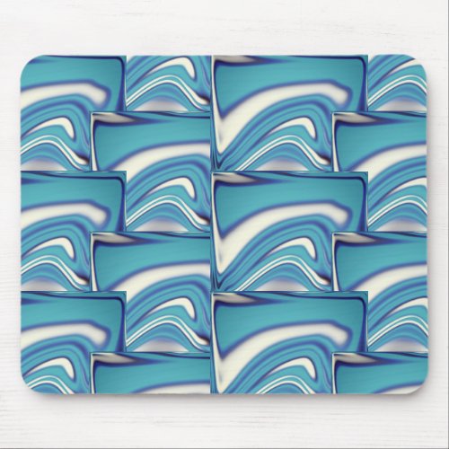 Placas tortas azuis de traos brancos encaixados mouse pad