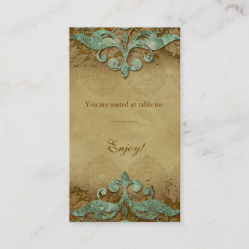 Place Card Antique Verdigris Wedding Business Card Templates