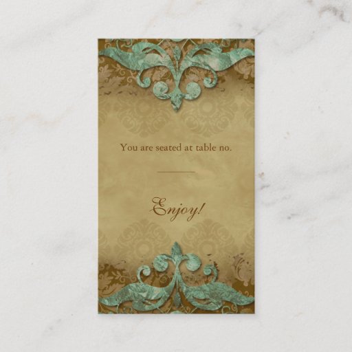 Customizable Place Card Antique Verdigris Wedding Business Card Templates
