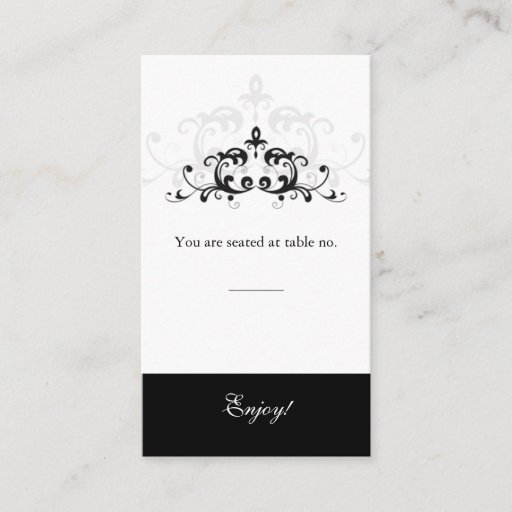 Customizable Place Card Black White Formal Embellishment Business Cards
