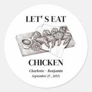 Place Card Chicken Wedding Meal  Classic Round Sticker