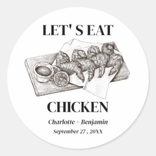 Place Card Chicken Wedding Meal Classic Round Sticker