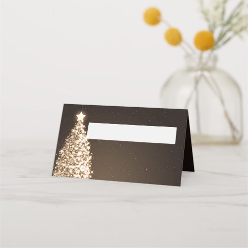 Place Card Christmas Wedding Party Gold Brown