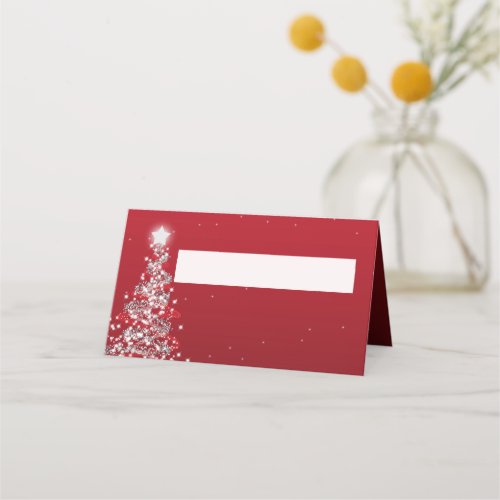 Place Card Christmas Wedding Silver Red