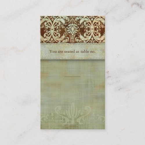 Place Card Damask Brown Vintage Look Business Cards